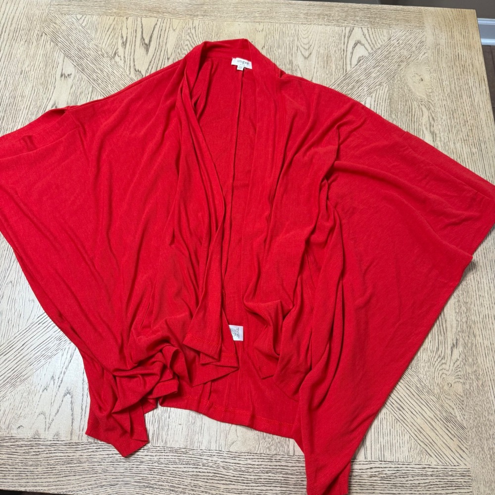 Umgee Red Kimono Cardigan Duster Open Front Batwing Sleeve Women Small Medium